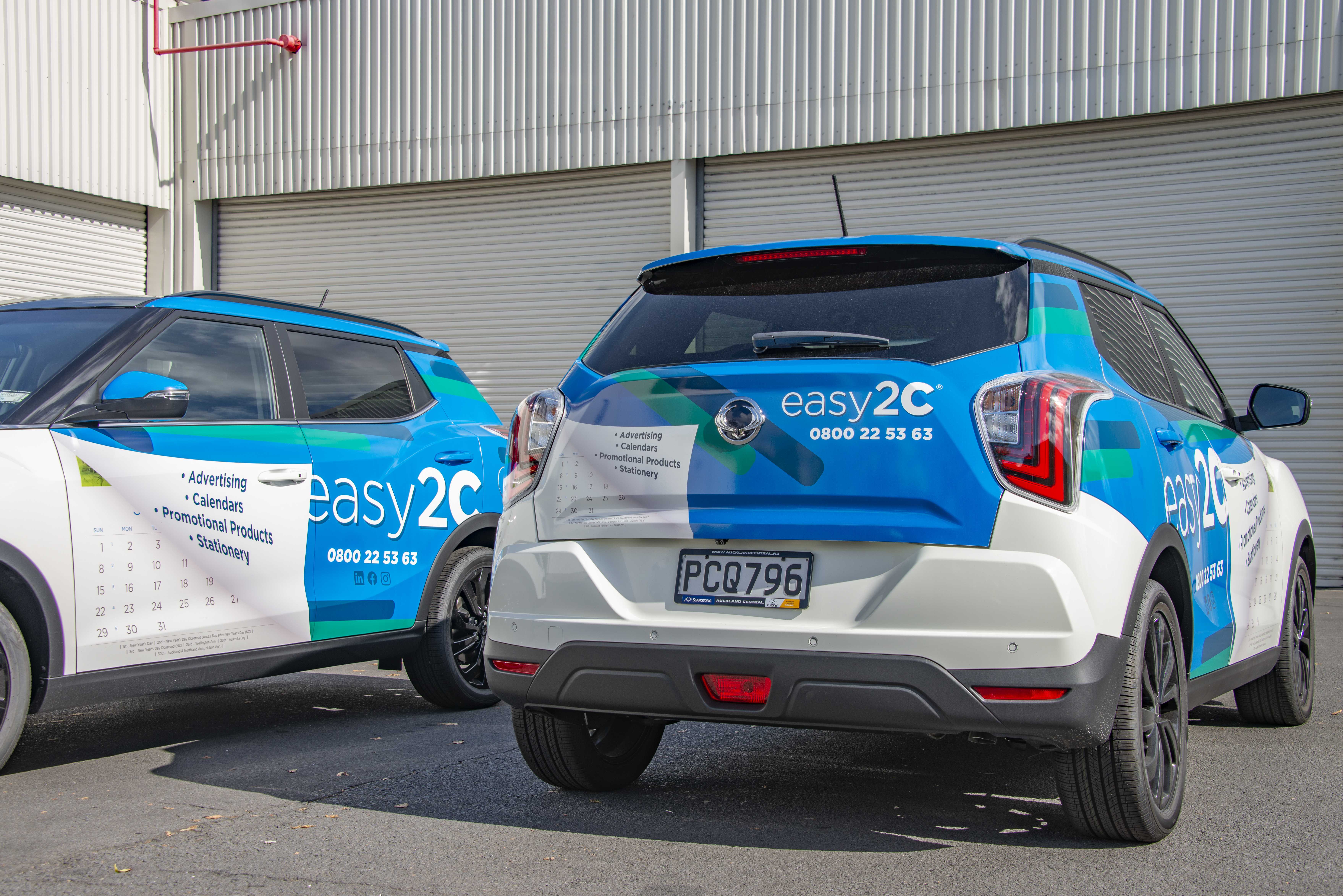 easy2C company cars with Cat Schultz's selected decal design